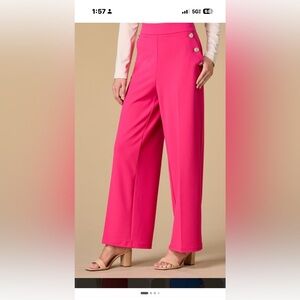 Versona Pink Wide-Leg Palazzo Pants with Gold Buttons